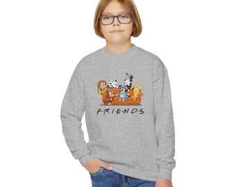 Bluey, Bluey characters, Bluey Friends, Friends, Bluey Friends Crewneck Sweatshirt, Kids Sweatshirt, Kids Bluey Gear