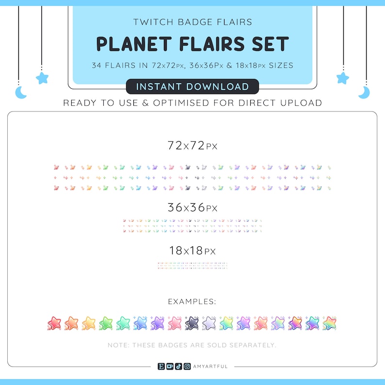Twitch BIT SUB Badge Flairs Planet & Sparkle Flairs image 3