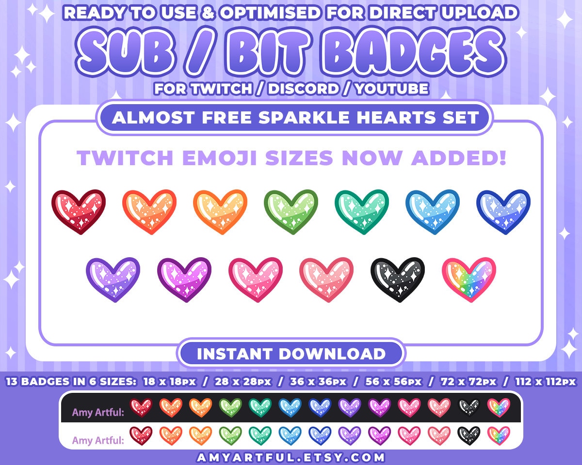 Almost FREE Twitch BIT / SUB Badges / Emojis / Emotes / Etsy UK
