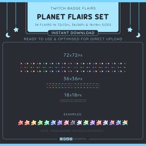 Twitch BIT SUB Badge Flairs Planet & Sparkle Flairs image 4