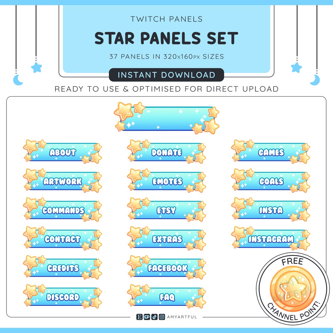 Twitch Panels / Banners / Emotes / Channel Art Pngs Star Panels Free ...