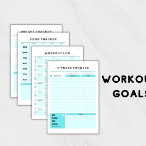 Clean Professional Fitness & Workout Planner, Workout Tracker, Fitness Journey, Fitness measurement Tracker, Digital Fitness Planner