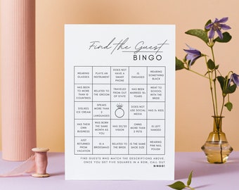 Find the Guest Bingo! Bridal Shower Game Cards Bridal Shower Activity Printable - Instant Download