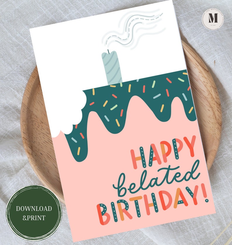 Printable Belated Birthday Card - Etsy