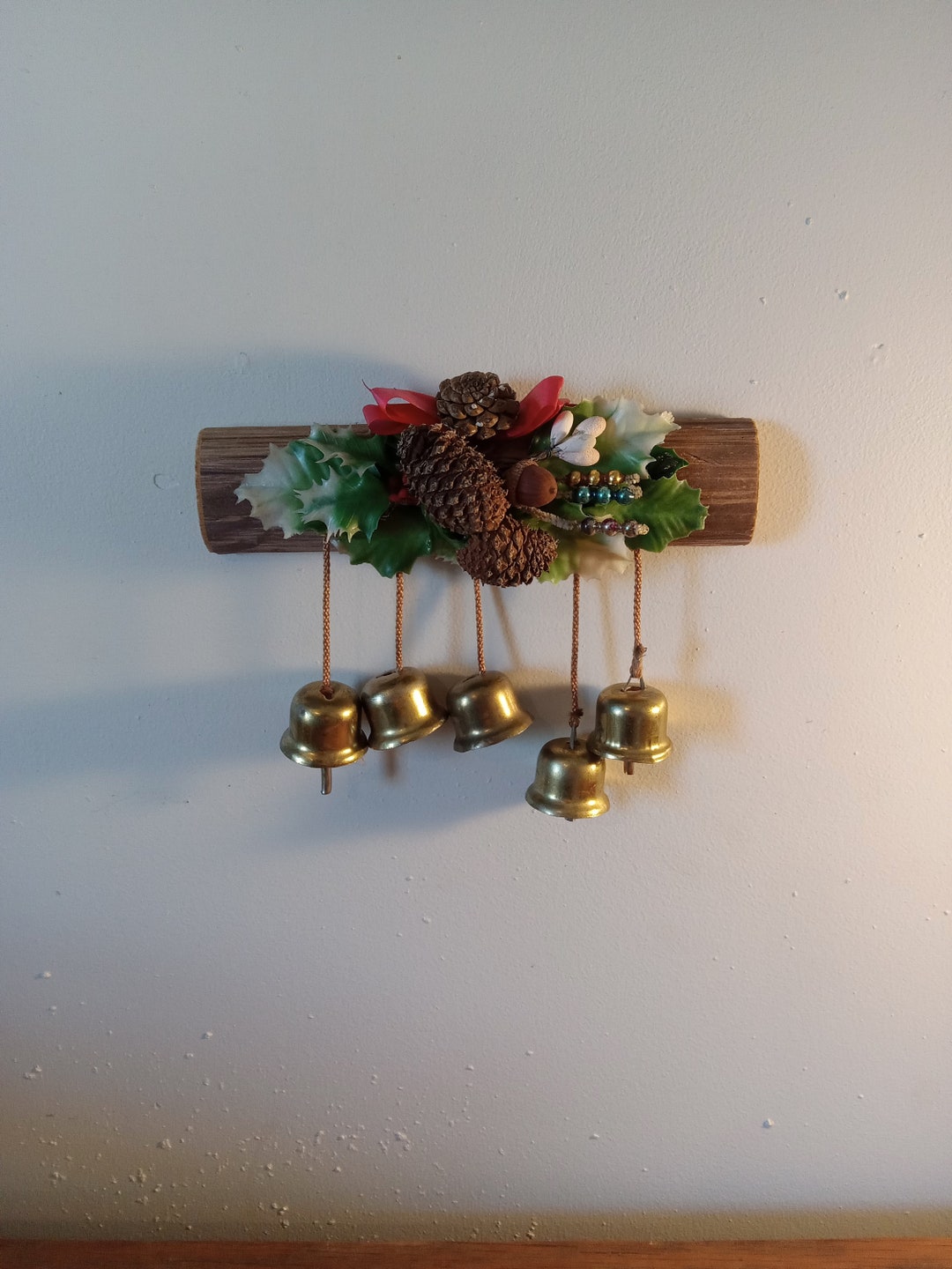 Vintage Midcentury Yule Log Bell Door Ringer Etsy