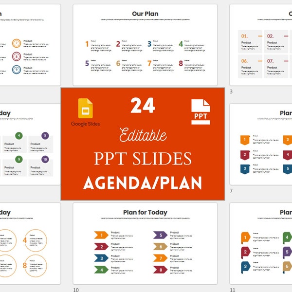 24 Agenda Highly Sorted PPT Editable Slides Template | Agenda Plan Theme | 24 Slide Template | Editable and Customizable PPT | DIY | Best