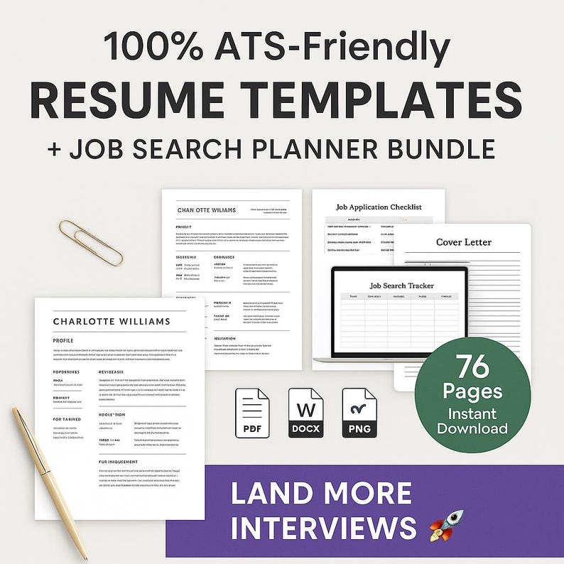 ATS Resume Template, Cover Letter, Job Search Tracker (digital Download ...