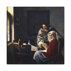 Girl Interrupted at Her Music, Johannes Vermeer, Dutch Artist, Masterpiece, Vintage Art, Canvas Art, Home & Office Decor