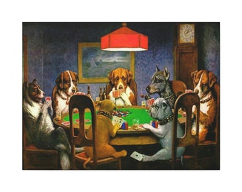 Dogs Playing Poker Canvas Print Wall Decor, Vintage Canvas Art Home Decor, Wall Art Print Ready to Hang Famous Painting, Friend In Need