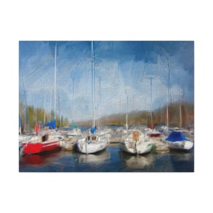 Fall Harbor Sailboats Canvas Print Wall Decor Canvas Art Home Decor Print Ready to Hang Painting