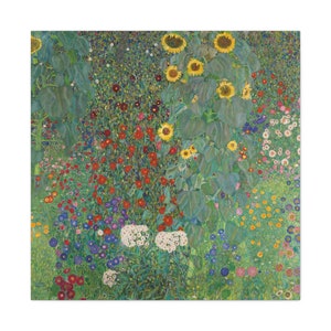 Farm Garden with Sunflowers, Gustav Klimt, Masterpiece, Vintage Painting, Landscape Painting, Home & Office Decor
