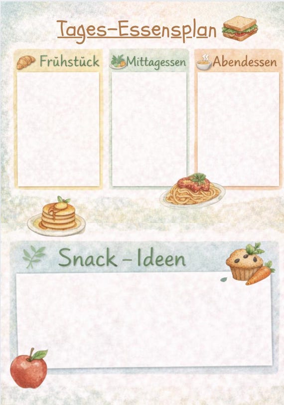 Montessori Essenplaner-Set für Kinder / Meal Planner Kinder / Wochenplan Essen Kinder / Kinder Rezepte Vorlage