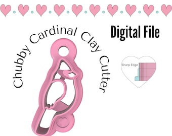 Chubby Cardinal Clay & Cookie Cutter STL File Digital Download