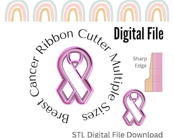 Breast Cancer Awareness Ribbon Clay Cutter Sets STL File Digital Downloads