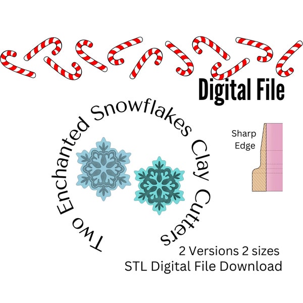 Enchanted Snowflake Christmas Clay Cutters STL File Digital Downloads