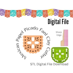 Mexican Papel Picado Fan2 Clay Cutter STL File Digital Download