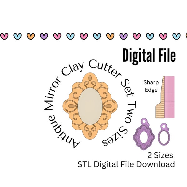 Antique Mirror Dangle Earring Clay Cutter Set STL Digital Download Files