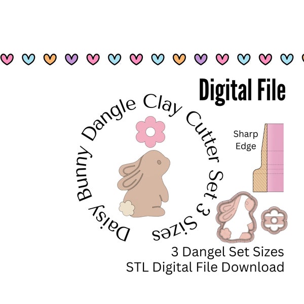 Daisy Bunny Dangle Easter Clay Cutter Set STL Digital Download Files