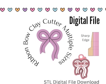 Ribbon Bow Dangle Clay Cutter STL Digital Download Files