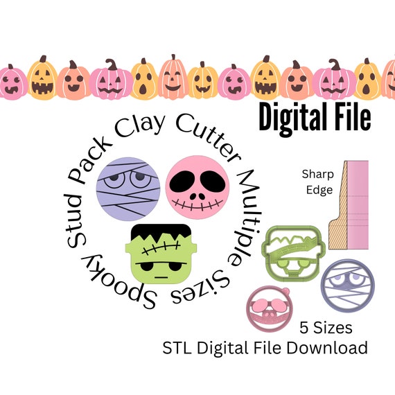 Spooky Stud Pack Clay Cutter Set Files | STL File | Digital Download | Clay Cutter Files