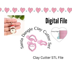 Santa Christmas Dangle Clay Cutter Set STL Digital Download File