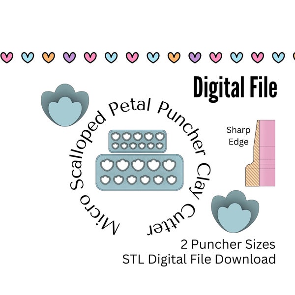 Micro Scalloped Petal Puncher Clay Cutter STL Digital Download Files