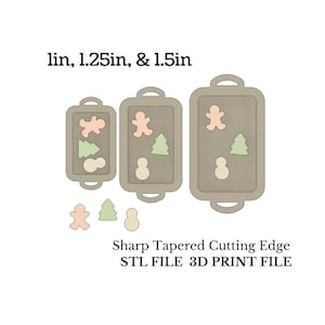 Christmas Cookie Tray Gingerbread Man Christmas Tree Snowman Set STL File Digital Download Clay Cutter