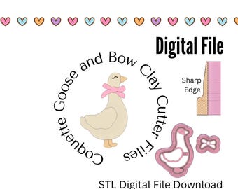 Coquette Goose Dangle Clay Cutter STL Digital Download File