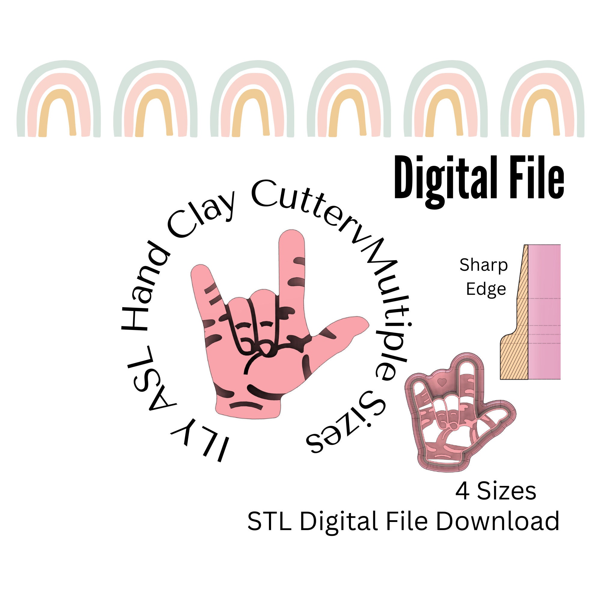 ILY ASL Hand Clay Cutter STL File Digital Download - Etsy