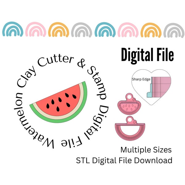 Watermelon Dangle Sets Clay Cutters STL Digital Download Files