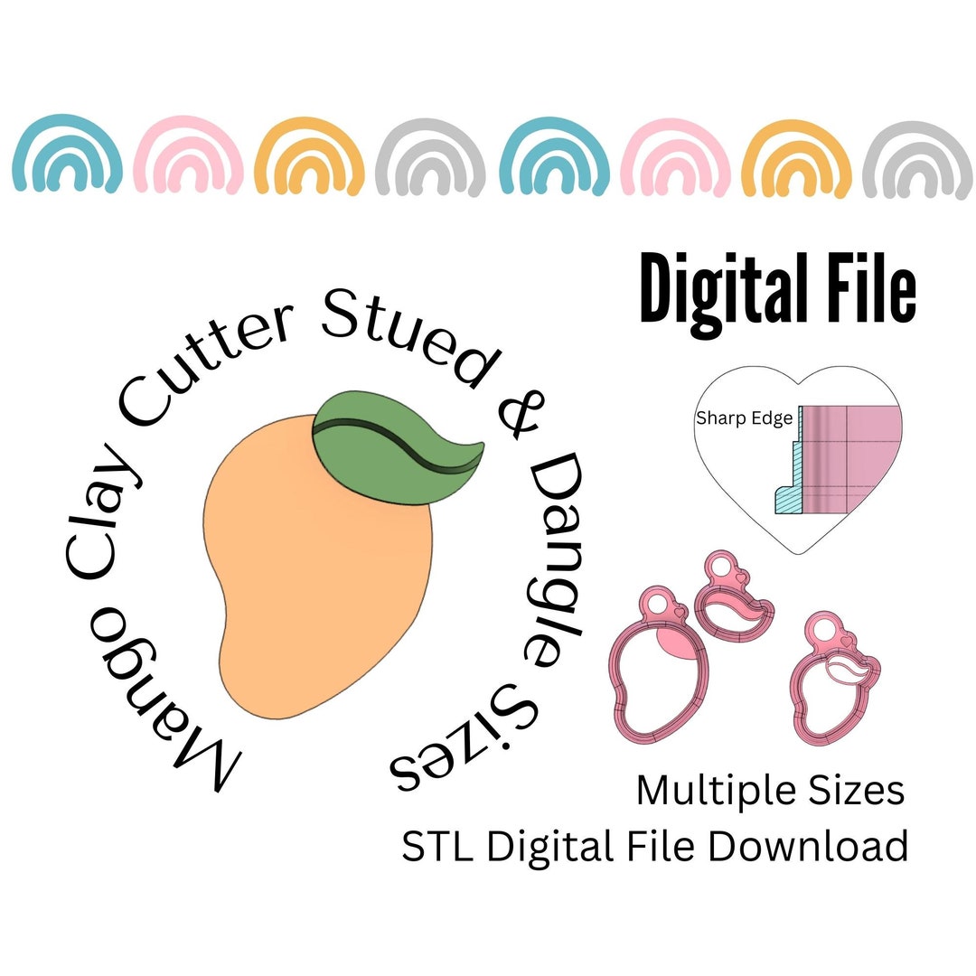 Cute Mango Fruit Stud & Dangle Sets Clay Cutters STL Digital Download ...