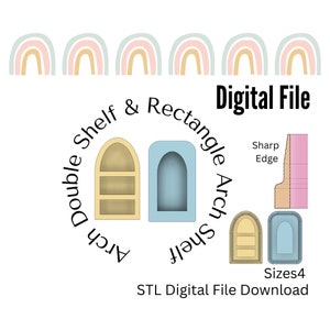 Arch Double Shelf & Rectangle Arch Shelf Bookcase Cutters | STL File | Digital Download | Clay Cutter Files