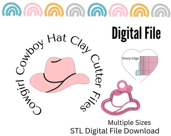 Cowgirl Cowboy Western Hat Clay Cutters STL File Digital Download