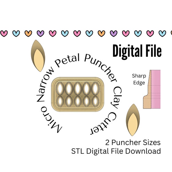 Micro Narrow Petal Puncher Clay Cutter STL Digital Download Files