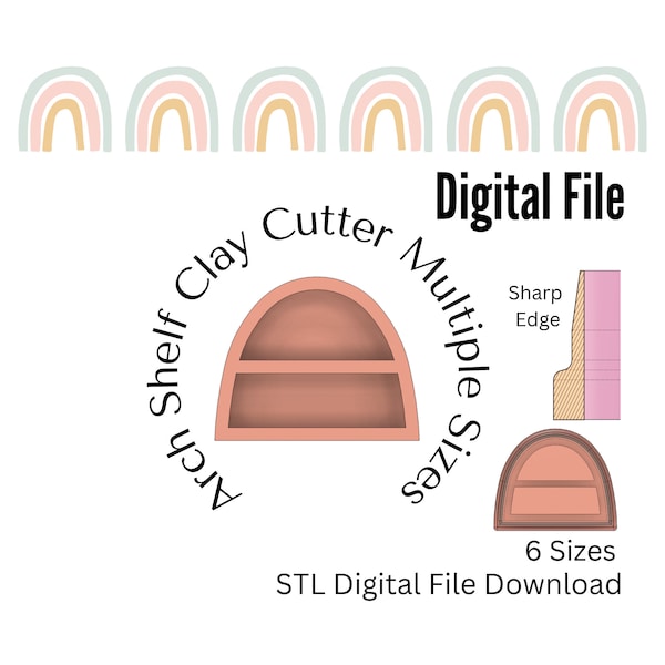 Arch Shelf Bookcase Cutters | STL File | Digital Download | Clay Cutter Files
