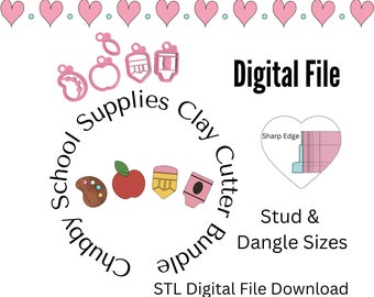 Chubby School Supplies Stud Clay Cutter Set Files | STL File | Digital Download | Clay Cutter Files
