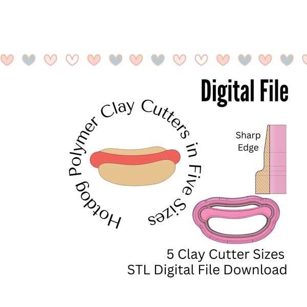 Hotdog Fourth of July Grill BBQ Clay Cutter STL Digital Download Files