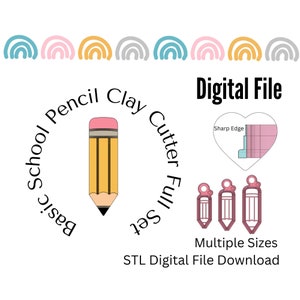 Basic School Pencil Clay Cutter STL File Digital Downloads