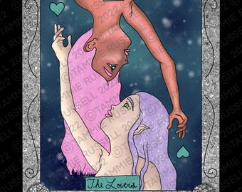 Tarot de los amantes, descarga digital 8x10, cartel imprimible