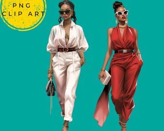 2 PNG | Modern Business Women AI Image, | Afro Woman Art, digital download