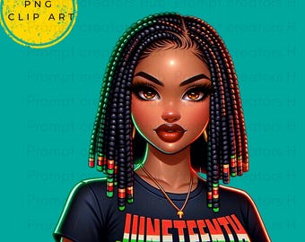 Black Girl Magic Clipart 3 PNG| Juneteenth Grunge Transparent PNG, Black Woman AI Image, | Afro Woman Art, digital download
