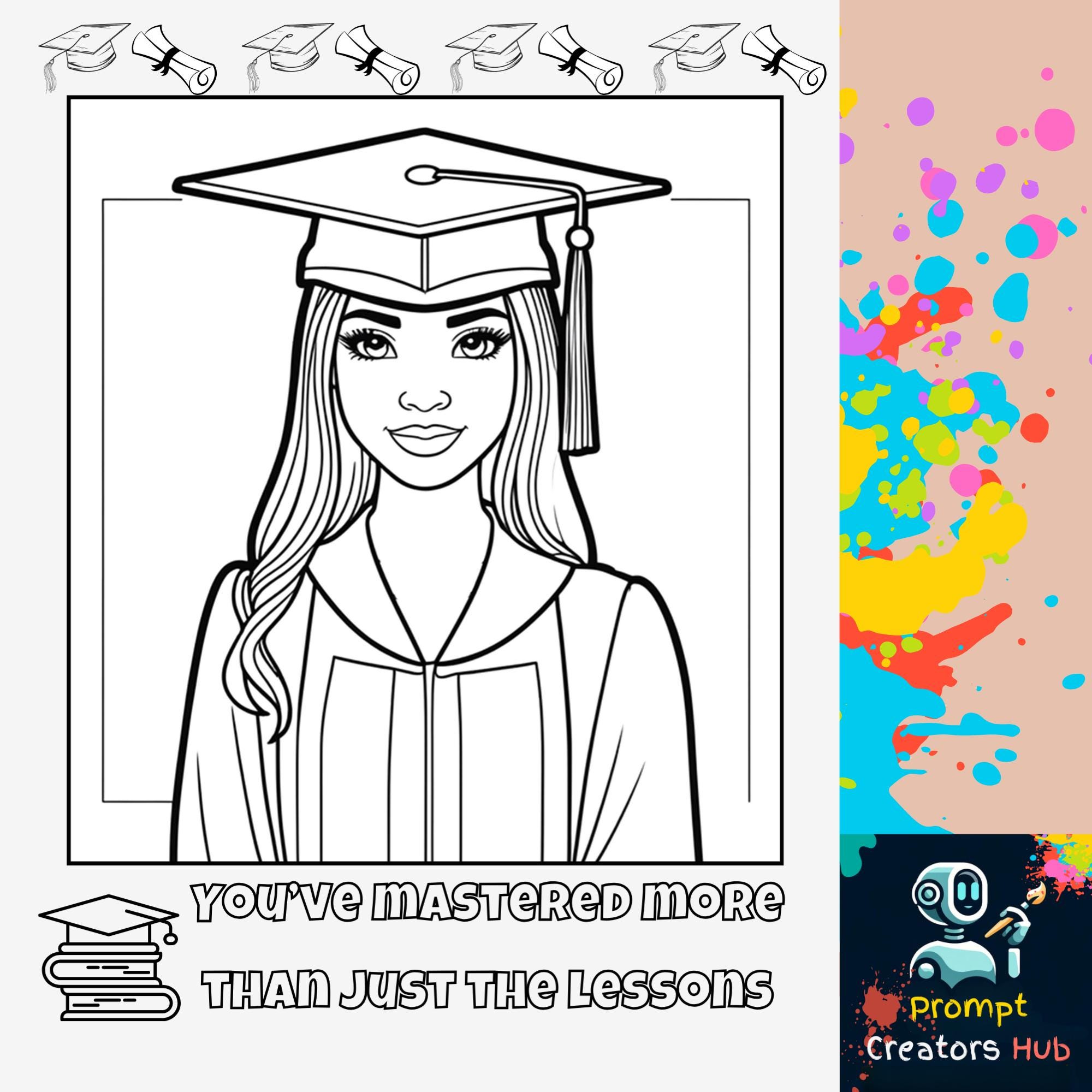 Graduation Celebration Coloring 30 Page Printable Bundle for All Ages 8