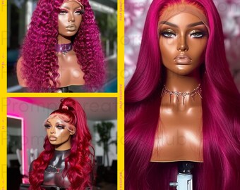 3 Mannequin Hair Model AI-Generated Stock Photos | Body Wave Hair Collection | African-American Black Women Lace Front Virgin Wig |