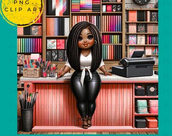 Shop Owner Clipart | 8 Black Girl Boss PNGs | 300 DPI 3600x3600 for Small Biz and Crafters