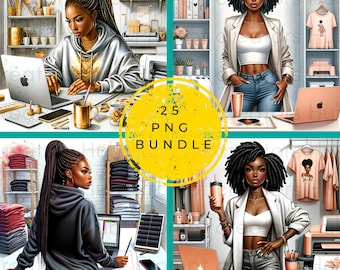 Built to Win for the Girl Boss PNG Clipart | 25 Black Woman Boss Images | AI Art | Instant Download Small Business Clipart Boss Babe PNG Set