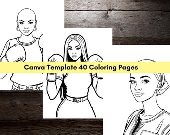 40 Coloring Pages of Women Fight Cancer |Coloring pages | Printable, CANVA template • fully editable & customizable • 8.5x11 inches