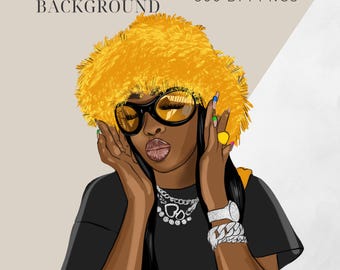 Stylish Black Woman PNG Clipart | Fashion Illustration | Transparent PNG for Sublimation & Stickers Afro Woman Art, digital download