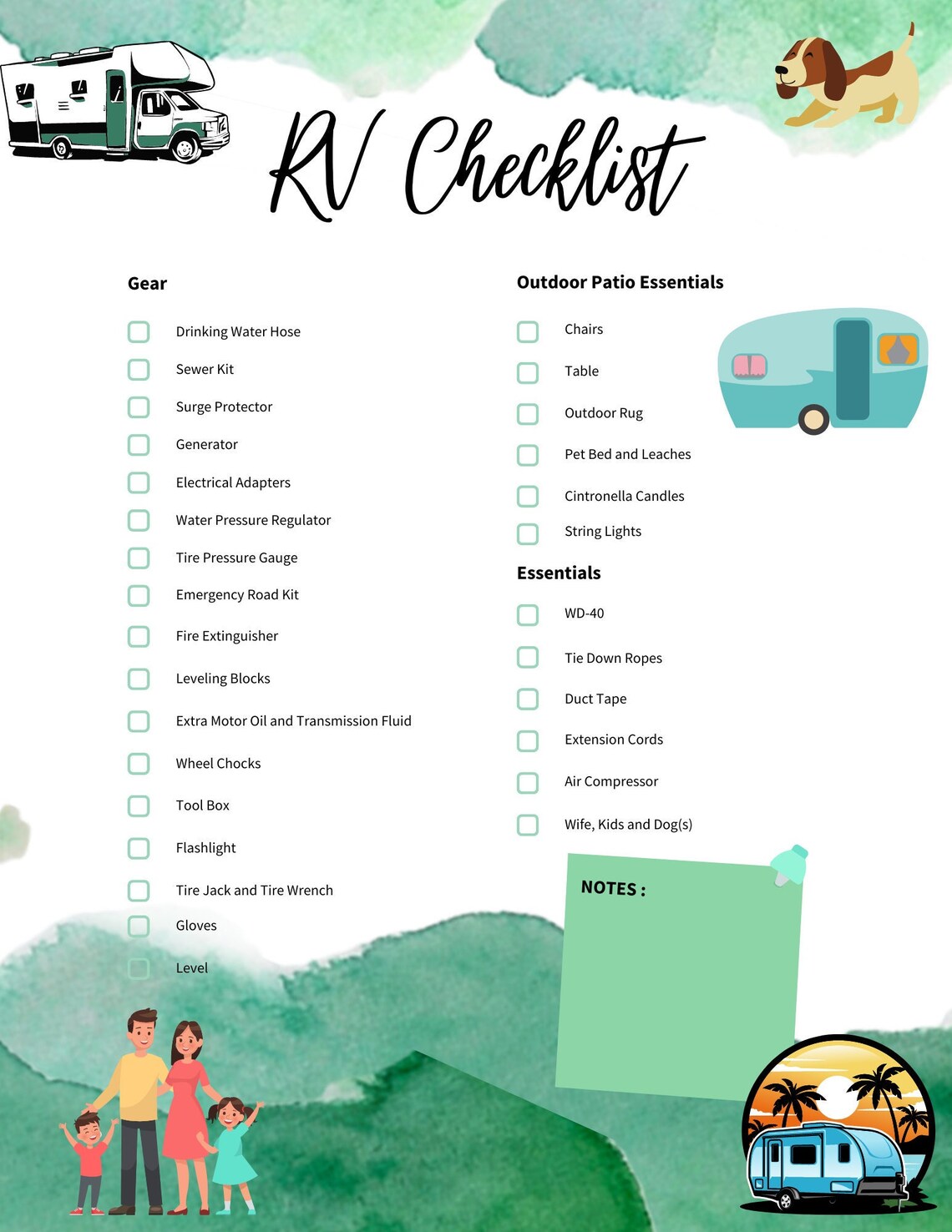 RV Checklist Adorable Camper Checklist PDF DOWNLOADABLE Instant