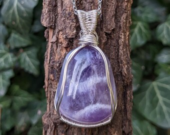 Amethyst Necklace | Crystal Pendant | Wire Wrapped | Witchy | Gift | For Her | February