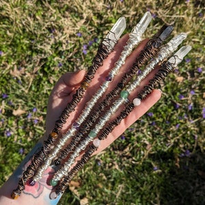 Crystal Wand | Wire Wrapped | Magic Wand | Witchy | Witchcraft | Unique | Gift | Eclectic | Quartz | Amethyst | Evil Eye | Protection Magick